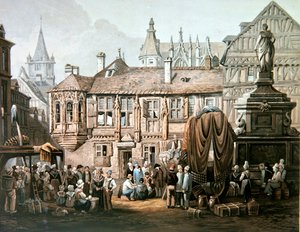 Het Hôtel de Bourgtheroulde, Place de la Pucelle, Rouen door Samuel Prout