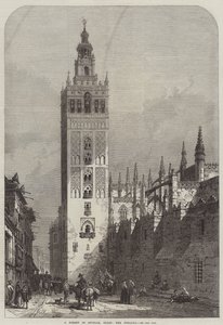 Een straat in Sevilla, Spanje, de Giralda door Samuel Read