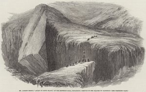 De beklimming van de Mont Blanc door de heer Albert Smith, in de Egyptian Hall, Piccadilly, spleet in de Glacier du Tacconay door Samuel Read