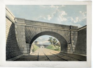 North Midland Railway. Uitzicht op New Street Bridge enz. in Belper, kijkend naar het zuiden, c.1840
