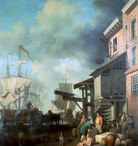 Schilderij van Old Custom House Quay, 18e eeuw