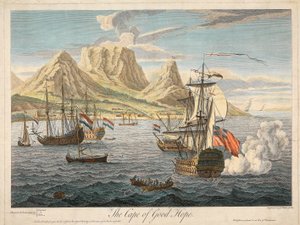 De Kaap de Goede Hoop, uitgegeven ca. 1731 door Samuel Scott