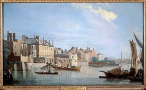De Theems met Montagu House, vanaf de buurt van Westminster Bridge, Londen, 1749 door Samuel Scott