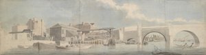 Westminster Bridge, de Surrey-kant, ca. 1750