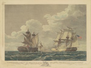 Het Amerikaanse Fregat Verenigde Staten Verovert Zijne Britse Majesteits Fregat Macedonian door Samuel Seymour, after Thomas Birch