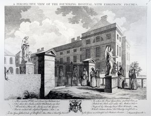 Een perspectivisch uitzicht op het Foundling Hospital, gegraveerd door Edward Rooker, 1749 door Samuel Wale