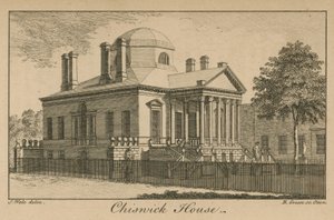 Algemeen uitzicht op Chiswick House door Samuel Wale