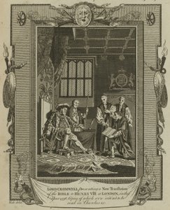 Lord Cromwell presenteert een nieuwe vertaling van de Bijbel aan koning Hendrik VIII in Londen in het jaar 1538