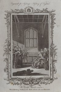 Het doodvonnis voorgelezen aan Mary Queen of Scots in de zaal waar ze werd onthoofd door Samuel Wale