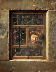 Oude man bij het raam door Samuel van Hoogstraten