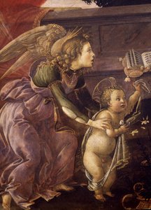 Madonna en kind met drie engelen (Madonna del Padiglione), (detail)