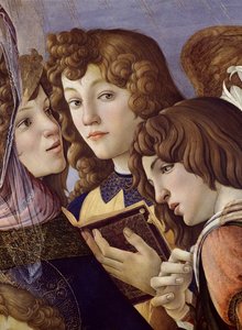 Engelen van de Madonna della Melagrana (detail) door Sandro Botticelli