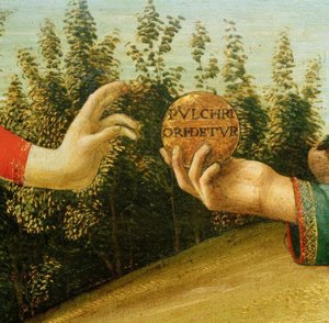 Het oordeel van Paris (Handen met appel) door Sandro Botticelli