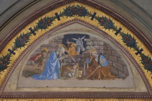 Geboorte van Christus met de naderende Johannesjongen door Sandro Botticelli