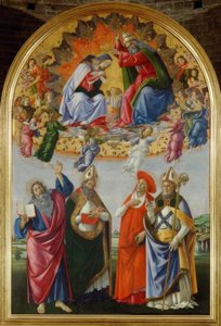 Kroning van Maria met vier heiligen