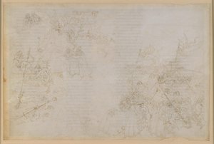 La Divina Commedia, Inferno XXI. Vergilius en Dante in de achtste cirkel van de hel (Malebolge), 5e bolgia: de bestraffing van corrupte ambtenaren; de begeleiding door de duivels door Sandro Botticelli