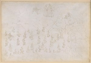 La Divina Commedia, Inferno XXVI. Vergilius en Dante in de achtste cirkel van de hel (Malebolge), 8e bolgia: de straf voor de valse raadgevers; gesprek met Odysseus door Sandro Botticelli