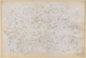 La Divina Commedia, Inferno XXXIII. Negende cirkel van de hel (Cocytus), 3e strook: het boetedoeningverslag van graaf Ugolino; bestraffing van de verraders van hun gastheren in het ijs van de Ptolemäa door Sandro Botticelli