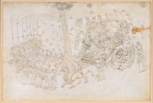 La Divina Commedia, Purgatorio XXX. Het aardse paradijs: Beatrice in de triomfwagen door Sandro Botticelli