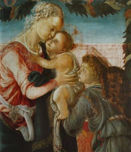 Madonna en kind met een engel door Sandro Botticelli