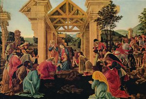 De aanbidding der wijzen, ca. 1475-1476 door Sandro Botticelli