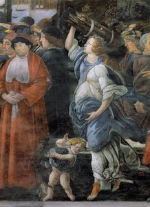 De reiniging van de melaatse en de verzoeking van Christus, in de Sixtijnse Kapel (detail) door Sandro Botticelli