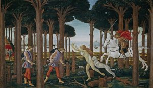 Het verhaal van Nastagio degli Onesti Eerste episode door Sandro Botticelli