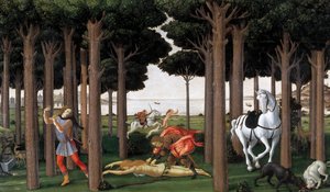 Het verhaal van Nastagio degli Onesti Tweede episode door Sandro Botticelli