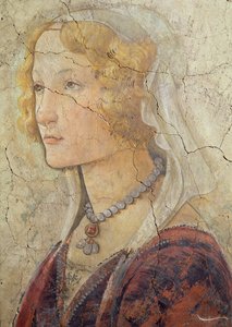 Venus en de Drie Gratiën die Geschenken Aanbieden aan een Meisje (detail) door Sandro Botticelli