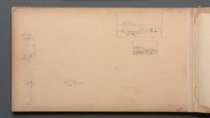 Schetsboek, pagina 37: Maine landschap vignetten, 1859 door Sanford Robinson Gifford