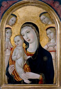 Madonna en Kind met Engelen, c.1480 door Sano di also Ansano di Pietro di Mencio (workshop of) Pietro