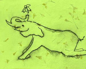 Blije olifant met bloem door Santhosh ch