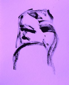  peinzend, abstract gezicht