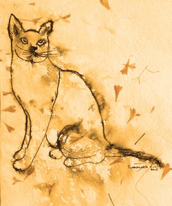 De peinzende sepia-kleurige kat door Santhosh ch