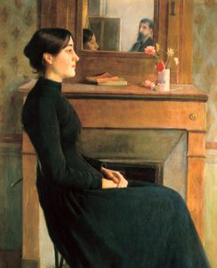 Portret van een vrouw, schilderij door Santiago Rusinol y Prats door Santiago Rusinol i Prats