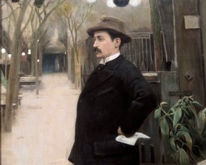 Portret van de schilder Miguel Utrillo (1862-1934) tijdens zijn verblijf in Parijs (detail) door Santiago Rusinol i Prats