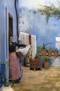 De blauwe patio door Santiago Rusiñol