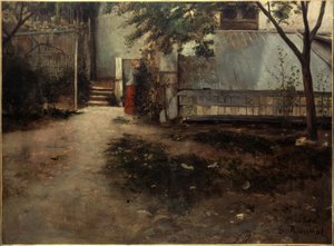 De binnenplaats van mijn huis door Santiago Rusiñol
