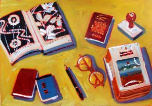 Glazen en potlood door Sara Hayward