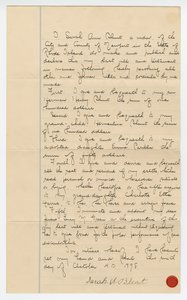Testament van Sarah Ann Blunt Crozley, oktober 1898 door Sarah Ann Blunt Crozley