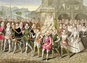 Koningin Elizabeth I in processie met haar Hovelingen (ca.160003) uit 