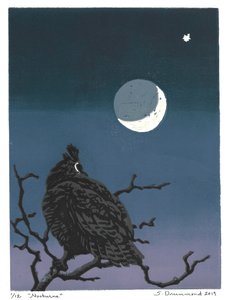 Nocturne, 2019 (Linosnede) door Sarah Drummond