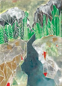 Geometrische bergrivier door Sarah Fitzgerald