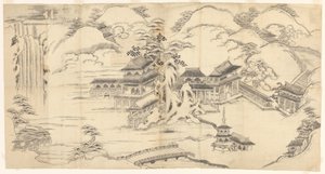 Landschap in Chinese stijl door Sasaya (workshop of)