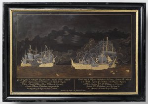 Gevecht tussen de Hollandse Fregatten Castor, Kapitein Pieter Melvill en Briel, Kapitein Gerard Oorthuis en de Engelse Fregatten