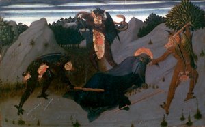Sint Antonius geslagen door duivels, 1423-1426