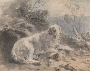 Een setter in een landschap door Sawrey Gilpin