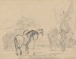 Cartoon voor "Gulliver Neemt Afscheid van het Land van Houyhnhms" door Sawrey Gilpin