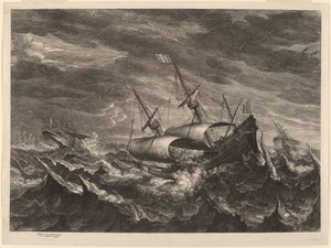 Zeilboten in een storm