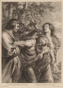 Dronken Silenus door Schelte Adams Bolswert after Sir Anthony van Dyck
